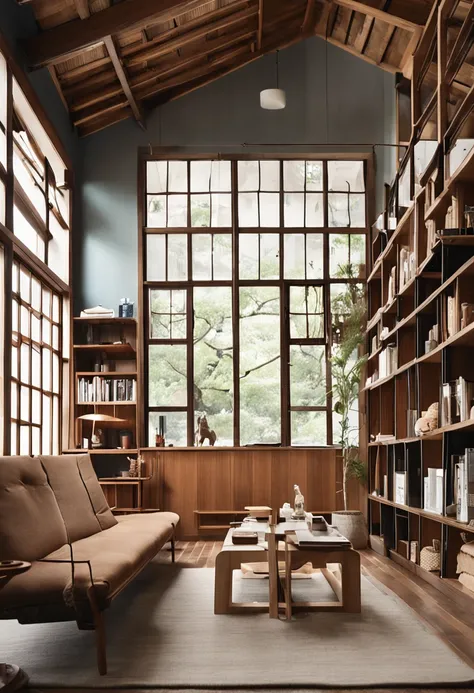 Do not use metal fittings or nails、Scandinavian design living room assembled only by wood framing。Do not use metal fittings or nails、Bookshelves assembled only by timber framing、Living Furniture。Wood framing、Inspired by the structure of the Kiyomizu-dera s...