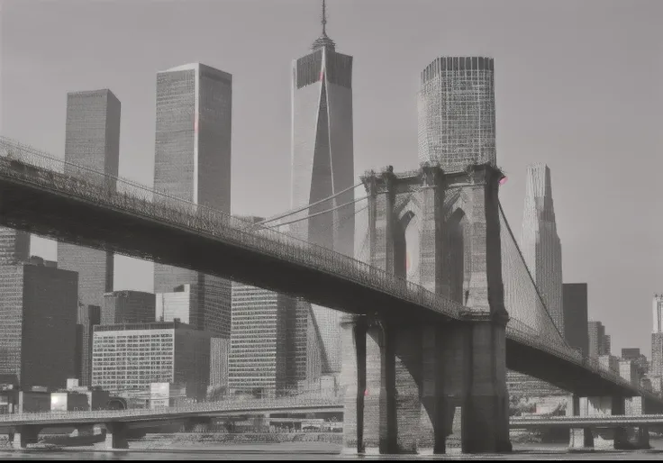 Vista de Arafed de un puente con una ciudad al fondo, Elegantes puentes entre torres, Puente alto con la ciudad en la cima, Antecedentes de Brooklyn, Soaring towers and bridges, Horizonte de Nueva York, Horizonte de la ciudad de Nueva York, New backdrop, d...