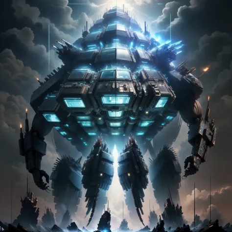 Future wars，Individual，exoskeleton，There is a huge battleship crash in the background