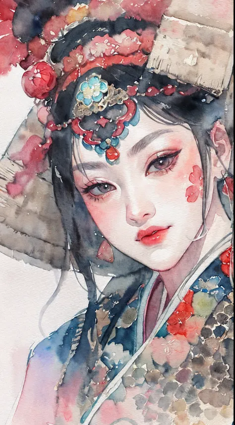 (masterpiece:1.2, best quality), (very detailed face, real picture, realistic skin, realistic body, intricate details), solo, 1milf, casual,ukiyo-e, (Watercolor:1.3), Oiran,