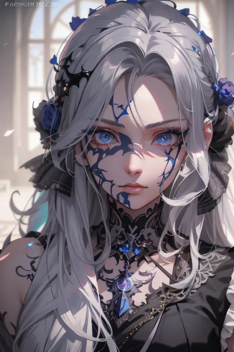 Anime girl with blue eyes and gothic makeup, Detailed digital anime art, Guviz-style artwork, Stunning anime face portrait, wlop rossdraws, 8K high quality detailed art, 4k highly detailed digital art, detailed matte fantasy portrait, rossdraws portrait, G...