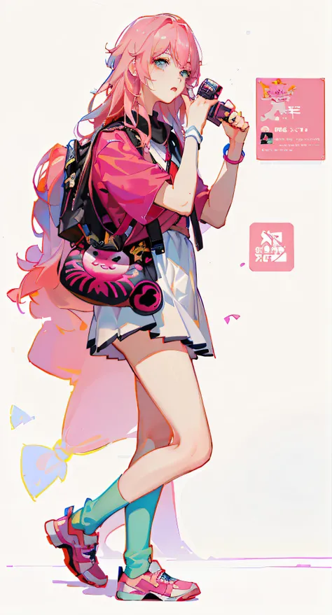 Anime girl photo with pink hair and backpack, trending on artstation pixiv, rossdraws cartoon vibrant, Guweiz in Pixiv ArtStation, Digital art on Pisif , Guweiz on ArtStation Pixiv, author：Shitao, Pisif, Guviz-style artwork, rossdraws sakimimichan, Pisif C...