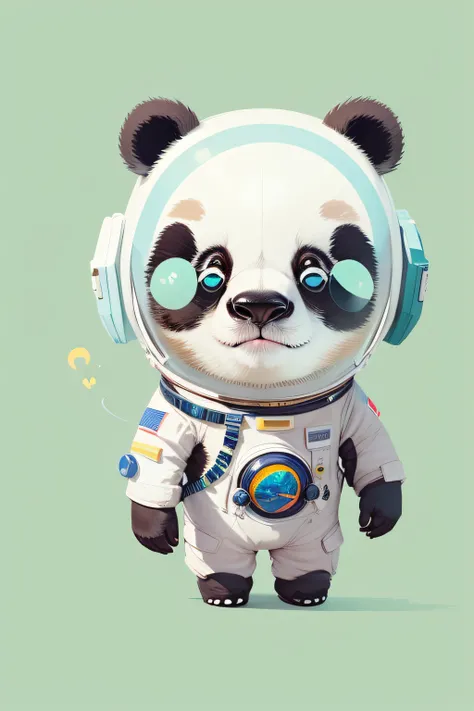 Panda in spacesuit，Cute panda，Close-up of the head，adorable digital art，mascot illustrations，svg illustration，Simple and flat illustrations，Front view of the head，solid color backdrop，Close-up of panda head in separate astronaut costume