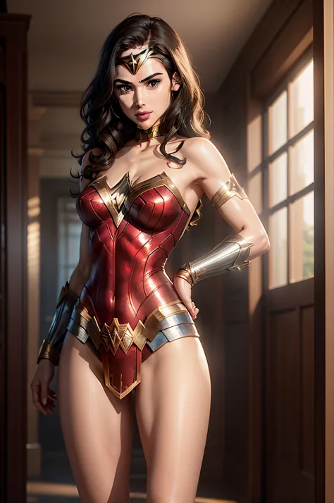 gal gadot in wonder woman costume, naked, sexy body, perfect breasts, nudity