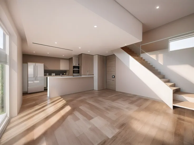 V-Ray rendering　The walls are beige　Indirect lighting on the ceiling