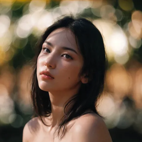 (medium close-up, editorial photograph of a 21 year old woman), Chinese, cleavage (highly detailed face:1.4) (smile:0.7) (background inside dark, moody, private study:1.3) POV, by lee jeffries, nikon d850, film stock photograph ,4 kodak portra 400 ,camera ...