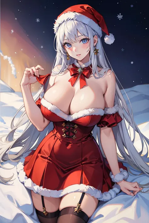 tmasterpiece，High Picture Quality，Beautuful Women，a pregirl，christmas，Christmas dress-up，Raised sexy，huge tit，Christmas costumes，short  skirt，seductiv，Winters，In the snow