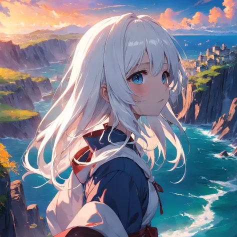 Scenic girl with white hair