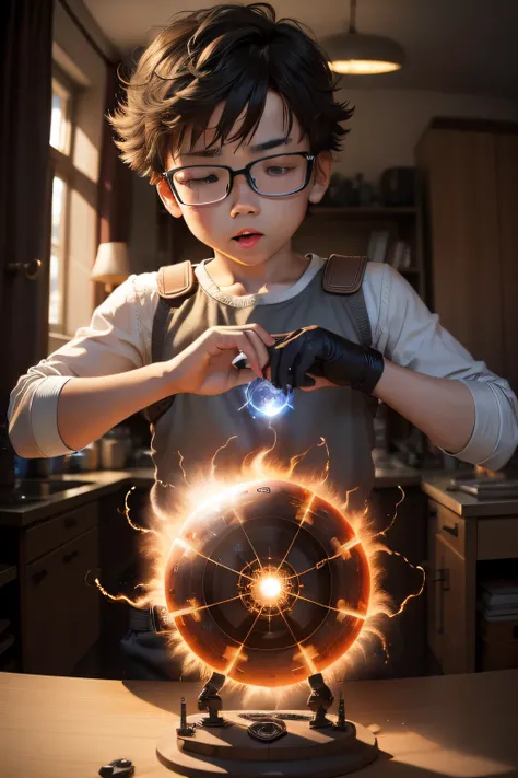 Boy playing with nuclear fusion