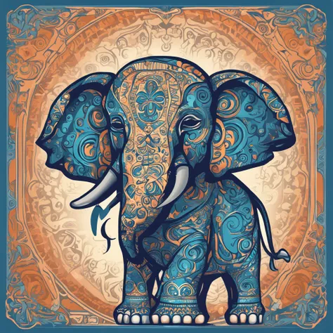 logo, elephant, cute, happy, blue color