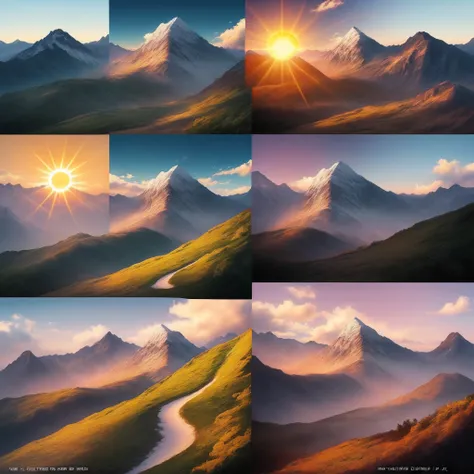 Create Text Kangy, mountain and sun