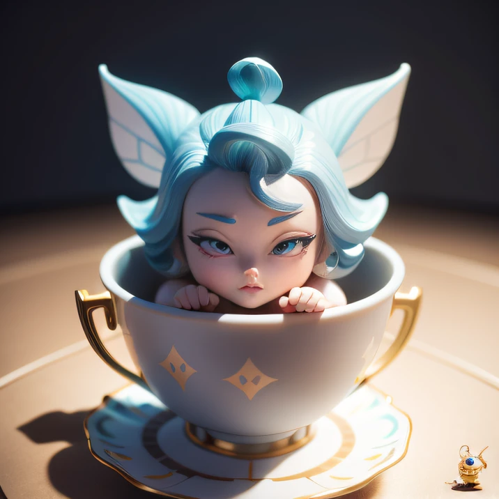 Isometric style，120 degrees accurate，Polyart，Stylized 3D rendering，Porcelain fairy tale small room，3D stylized scene，Porcelain blind box,chinaware，In a chic，closeup cleavage