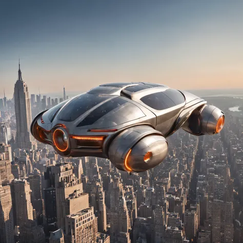 earth in 3250,city,new york, spaceship as car,highway,people hoverin in the air,tall ifel tower