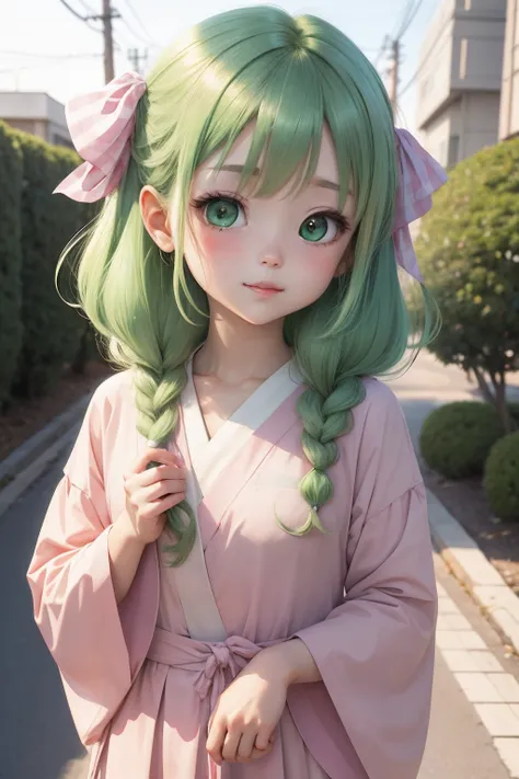 cute kawaii pastel girl ,anime, japanese anime, green