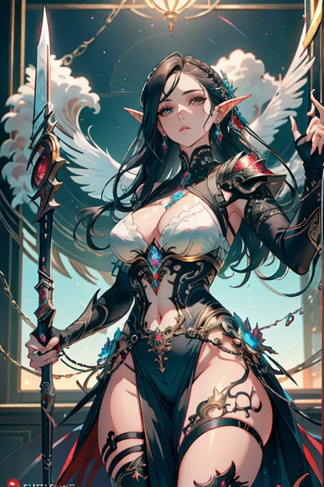 Detalhes altos, best quality, 8k, [ultra detalhado], master part, best quality, (extremamente detalhado), Dynamic angle, tiro ultra largo, fotorrealista, arte de fantasia, arte dnd, Arte de RPG, arte realista, uma grande angular, (((anatomicamente correto)...
