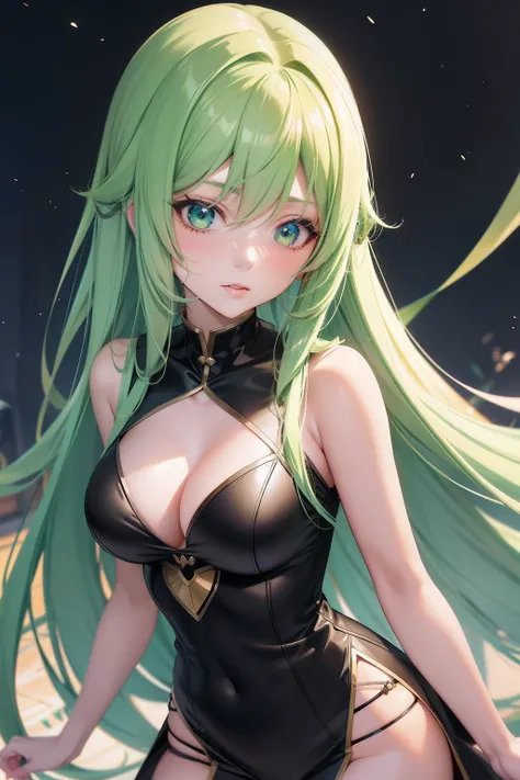 Anime girl with long green hair , an anime drawing by Yang J, pixiv contest winner, Fantasy art, Detailed digital anime art, style of anime4 K, detailed portrait of an anime girl, Beautiful anime artwork, Anime art wallpaper 4k, Anime art wallpaper 4 K, a ...