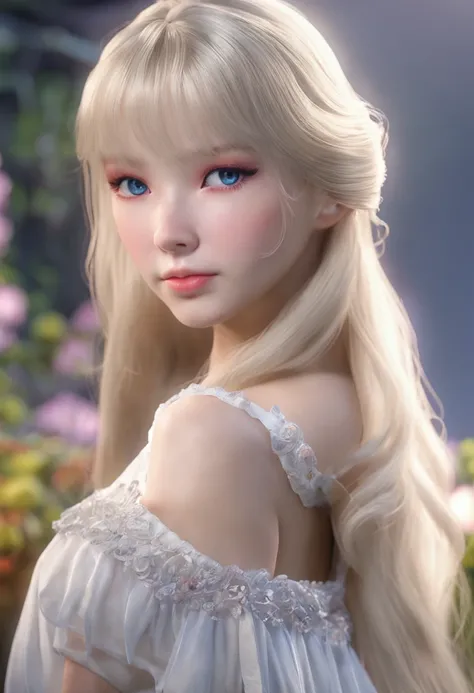 nsfw、photorealisim、top-quality、超A high resolution、a picture、Photo of an exquisitely beautiful Nordic-born girl、no panties、Detailed cute and beautiful face、(pureerosface_v1:0.008)、Beautiful bangs、alice in the wonderland、14years、Glowing white shiny skin、bang...