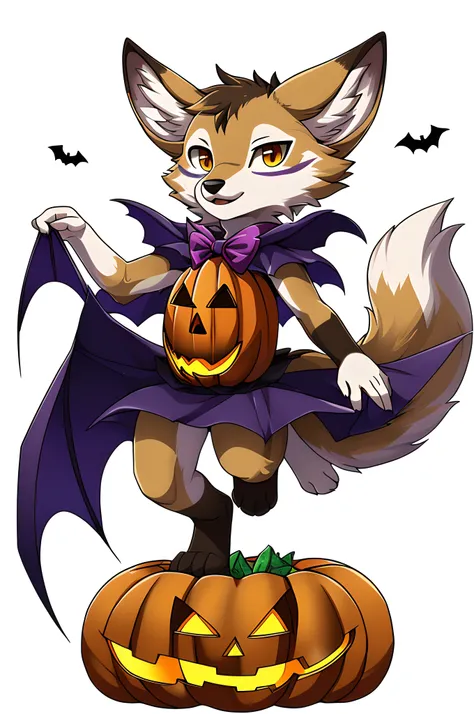 White background，超A high resolution, NFFSW, Best-aesthetic, Best quality, masutepiece, Flat avatar, Impeccable，Animal heads，coyote，Personal，Positive，Halloween，detailed full body，leges，No background，Remove the background