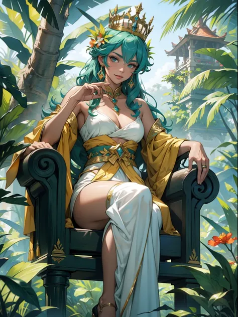 "A resplendent queen elegantly presiding over a verdant and thriving tropical haven."