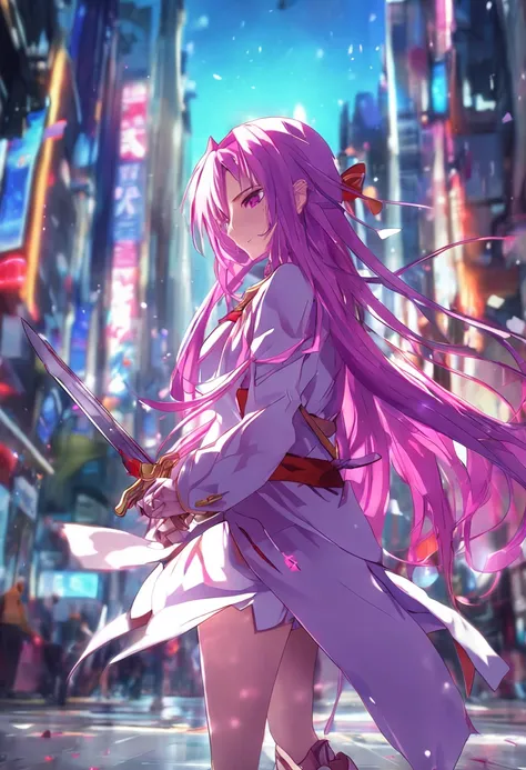 anime girl with long hair and purple hair holding a sword, in no game no life, best anime 4k konachan wallpaper, anime style 4 k, zerochan art, ultra hd anime wallpaper, nightcore, advanced digital anime art ”, alchemist girl, high quality anime artstyle, ...