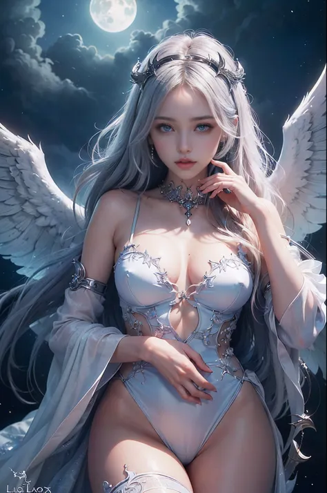 ((nood)), ((tmasterpiece)), (A detailed), seductive succubus, ethereal beauty, Perching on the clouds, (fantasy illustrations:1.3), a captivating gaze, enchanting posture, Delicate wings, Otherworldly charm, mystical sky, (By Luis Royo:1.2), (Yoshitaka Ama...