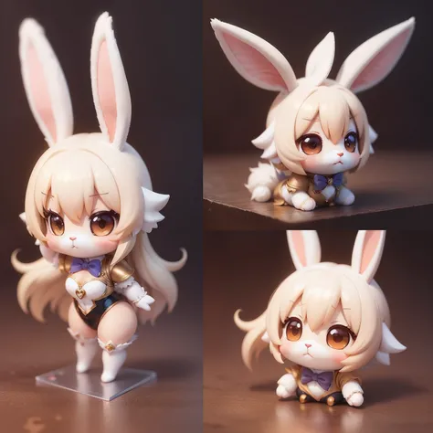 The cute and adorable cartoon anthropomorphic rabbit of、Anime Nendoroid、Fantasia、ear、dream-like、surrealism、Super cute、trending on artstationh、furred、furred