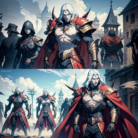 Castlevania Shadow Lord hyper realistic super detailed Lord Dracula moroccan Armor leather style leading troops armed with demons to war hyper realistic super detailed Dynamic shot cinematic scenes movie movie characters Dynamic