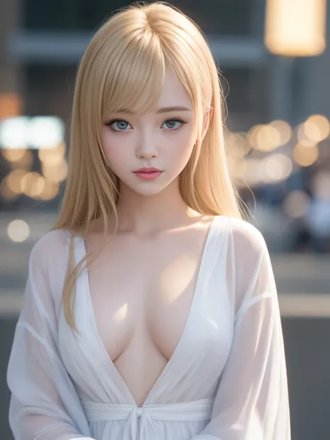 The most beautiful blonde hair in the world、beautiful bangs、Super Long Straight Hair、Crystal clear navy blue eyes，Like a gem、Clear white wet dressing gown、European youth、perfect bodies、ultimate beauty girl、Beautiful 17 years old、White shiny skin、face perfe...