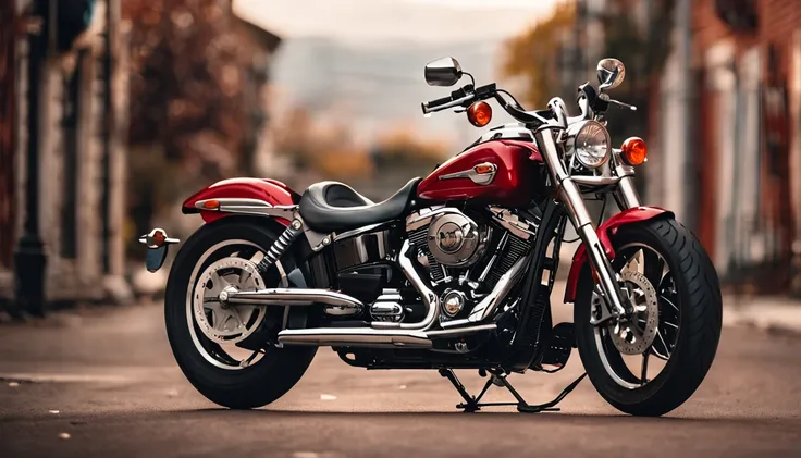 Photo of a very expensive red Harley-Davidson, on a pure white background.