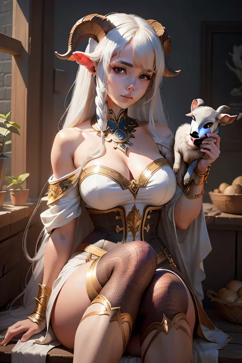 a close up of a woman with a goat in her hand, goddess. extremely high detail, art of wlop, artgerm and rossdraws, trending on artstation pixiv, wlop | artgerm, wlop and artgerm, artgerm and wlop, guweiz on artstation pixiv, wlop art