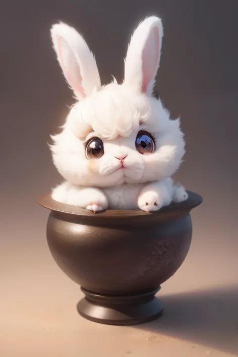 Large, Round eyes、Fluffy bristles、long ears、These include short limbs。pure、Rabbits have a timid character、pure、It is also easy to be surprised by small sounds and objects..、Super delicate、Super cute bunny、Fantasia、Fantastical、