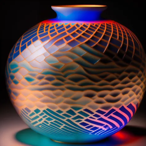 large porcelain vase three-color carved treasure pattern colorful luminescence full body porcelain luminescence close-up exotic ...