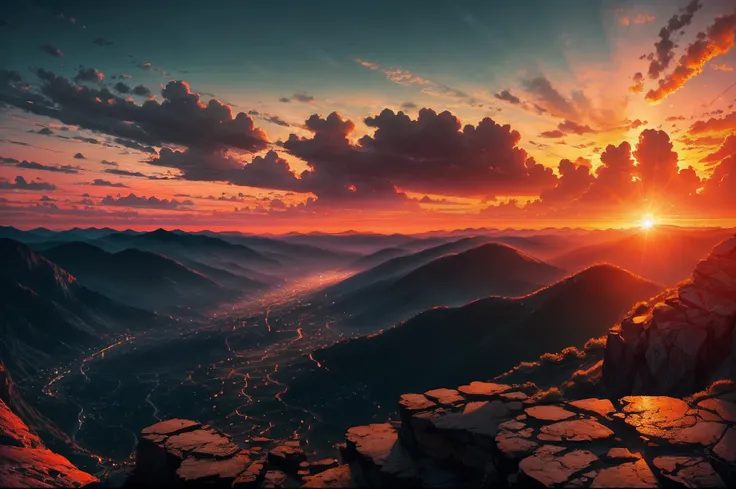 "A breathtaking depiction of a vibrant and captivating sunset."