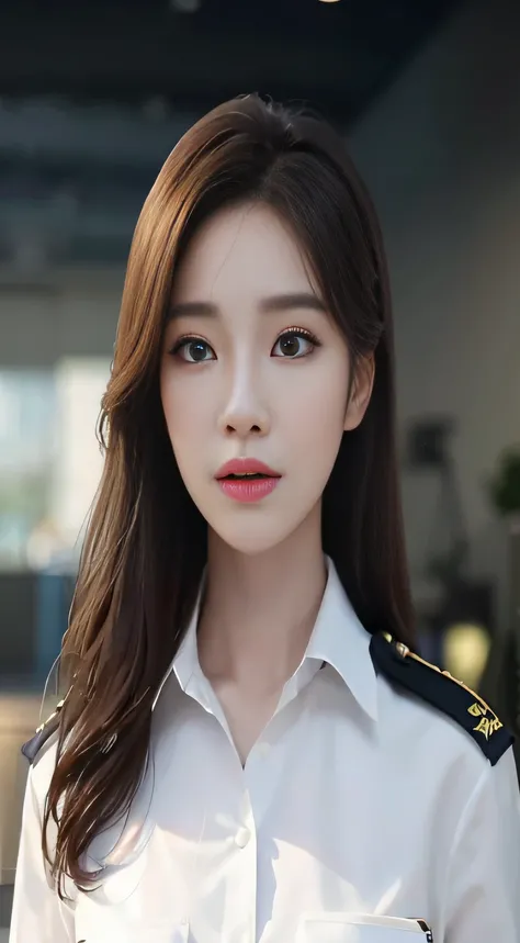 An image of a woman in uniform posing for a photo, beautiful Korean women, Korean girl, portrait of female korean idol, jaeyeon nam, Gorgeous young Korean woman, young lovely Korean faces, wan adorable korean face, gorgeous chinese models, inspired by Yanj...