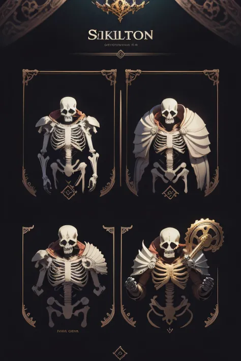 skeleton , items and skill images on slides