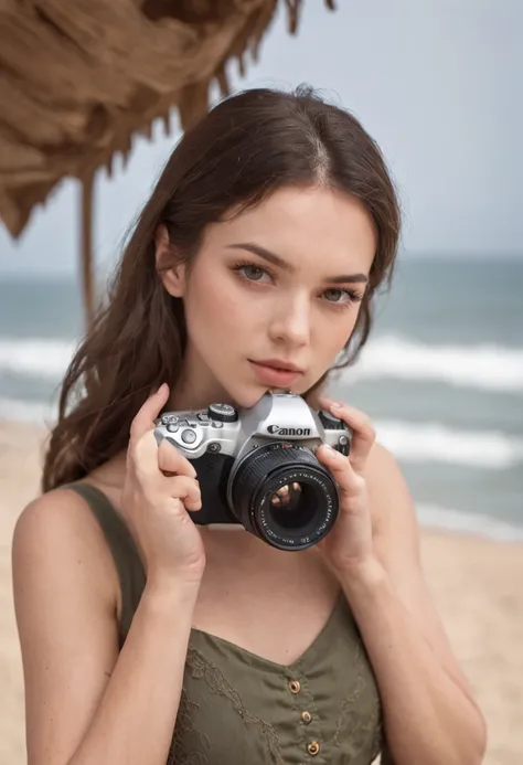 "a beautiful woman at the beach in Portugal"