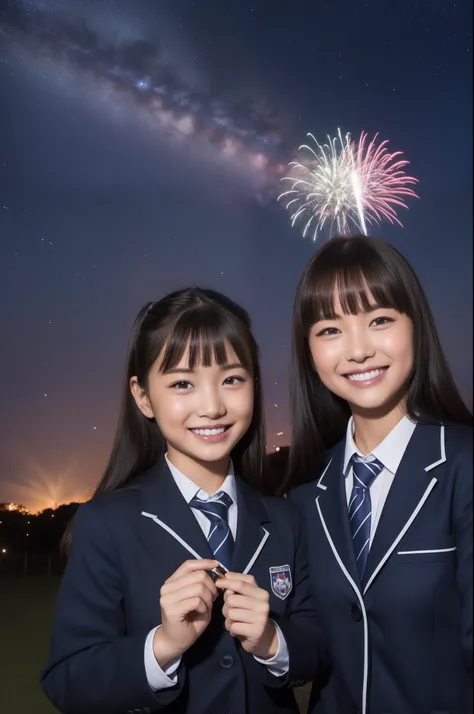 A smile、hi-school girl、校服、While doing fireworks、starrysky、Aurora