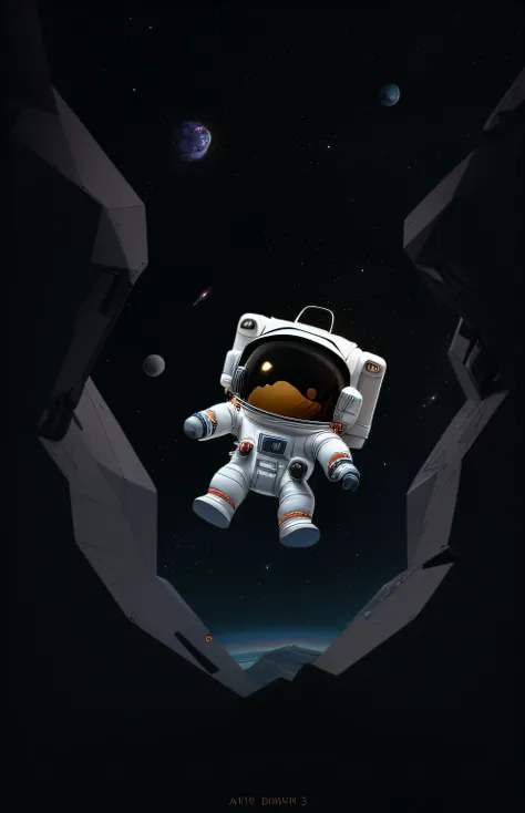 cartoon illustration of a little astronaut on a smooth dark surface, cute detailed digital art, cute 3d rendering, adorable digital painting, cute digital art, fantasy cute astronaut isometric 3d, league of legends style, cute astronaut, 3d rendering styli...