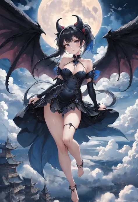 ((Need)), ((tmasterpiece)), (A detailed), Enchanting succubus, Ethereal beauty, Perched in clouds, (fantasy illustrations:1.3), Seductive gaze, captivating posture, delicate wings, otherworldly charm, Mysterious Sky, (Luis Royo:1.2), (Yoshitaka Amano:1.1),...