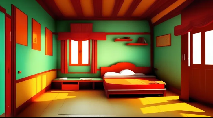 cartoon house room interior, poor house room interior, room , bad condition room interior, a Indian room a small room, Indian room interior