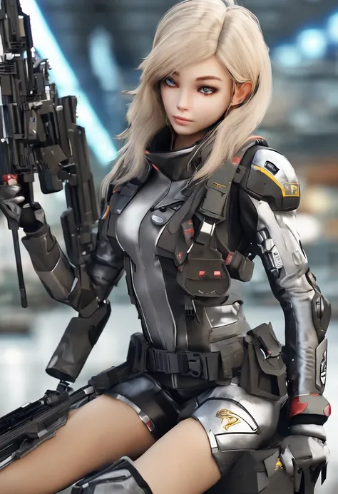 Girl from Ukraine , Ukraine anime girl , ..3d , Ukraine , Full body composition of a young woman with messy light blonde hair, maquiagem dos olhos, 11 anos, orelhas de gato, soft lighting, sozinho, vestido com um velho uniforme militar futurista rasgado e ...