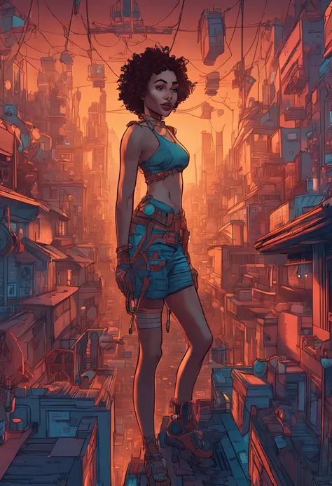 beautiful furry cat, woman, jumping between buildings,orange skin, shorts, tank top, photorealistic beautiful woman, full body, hyperdetailed painting, luminism, bar lighting, complex, 4k resolution concept art portrait by Greg Rutkowski, Artgerm, WLOP, Al...