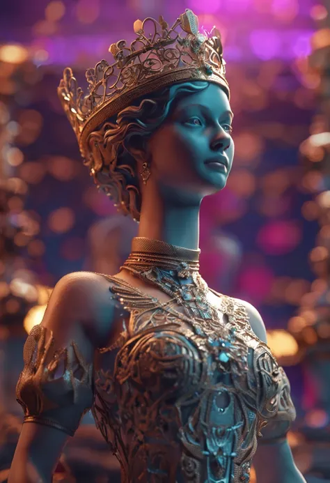 Stunning photo of female chess pieces, a 3D render, rendering by octane, intricately details, Filigree decorative tiara, Cinematic, trending on artstationh