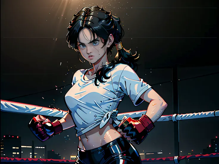 (Original), (Boxing Match), (Best Quality), (Masterpiece), Photographic Reality, Realistic, Very Detailed Illustrations, (1 Girl), Beautiful Eyes, (Delicate Face), Perfect Details, (Best Lighting), (Super Intricate Details), (Boxing Girl), (Aggressive Punc...