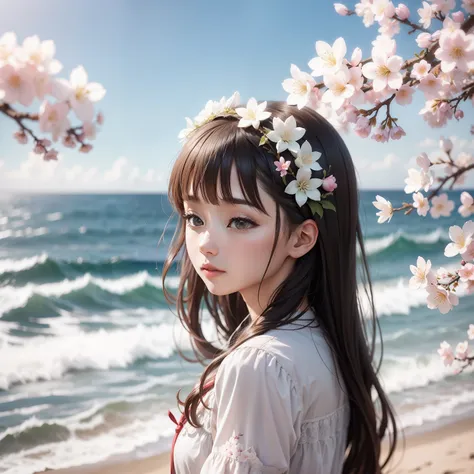 Facing the sea, spring blossoms