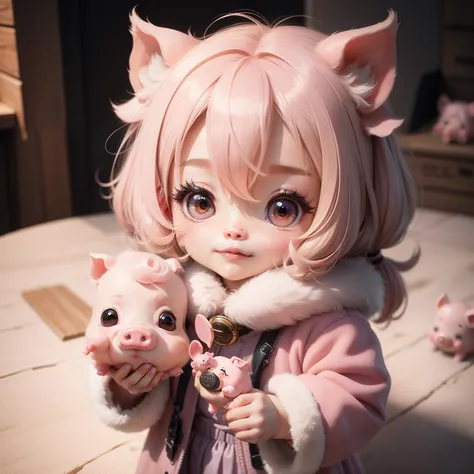 chibi、Cute piglets、fur-coat