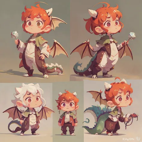 A cartoon character with a girl with a dragon and a dragon, childrens art in artstation, Detailed fanart, cute little dragon, author：Ryan Yee, Great character design, high quality character design, [ Character design ], Highly detailed character design, ch...