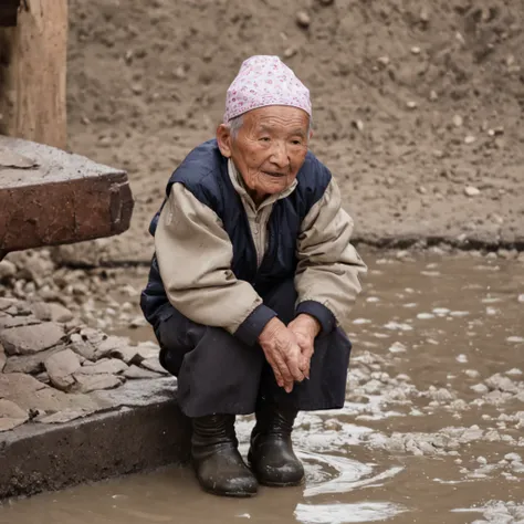 (Uyghur elderly, Rain boots to wear)