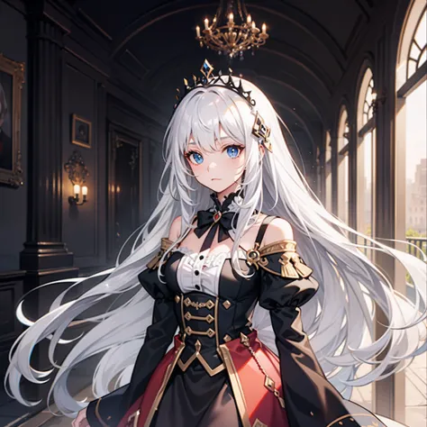 A girl with long silver-white hair，A princess，