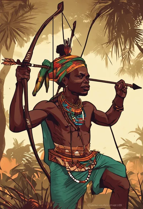 African Orisha of the Oxóssi Forest , with his bow and arrow of the Yoruba tribe